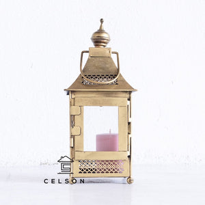Zara _Antique Brass Handcrafted Lantern_Glass lantern