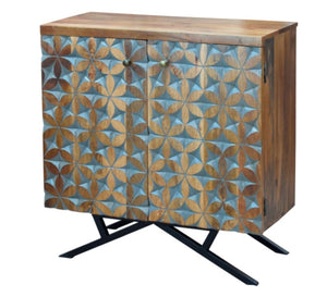 Sofia_Solid Indian Wood Chest_Side Board with Carved Doors_ 90 cm Length