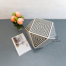 Load image into Gallery viewer, Jodhi_Bone Inlay Chevron Side Table_Stool
