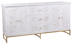 Maple_Mother of Pearl Inlay Sideboard with 3 Drawers 2 Doors