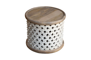 Claire_ Solid Mango Wood Hand Carved Jali Side Table