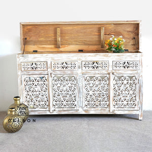 Robin_Hand Carved Tile Media Cabinet_TV Console_TV Cabinet