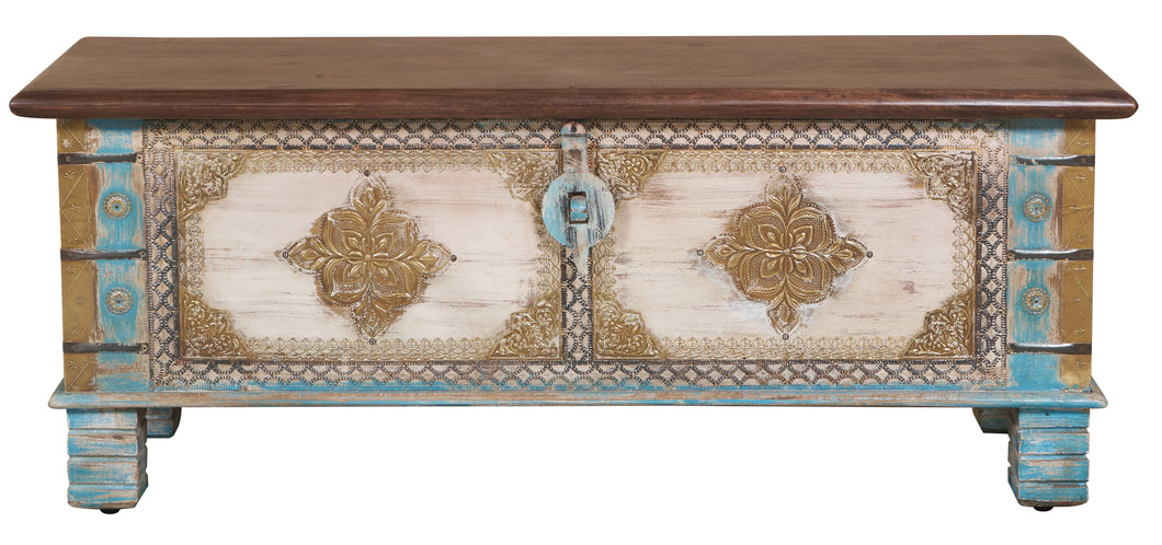 Evan_ Solid Wood Brass fitted Trunk_Storage Trunk_Bench