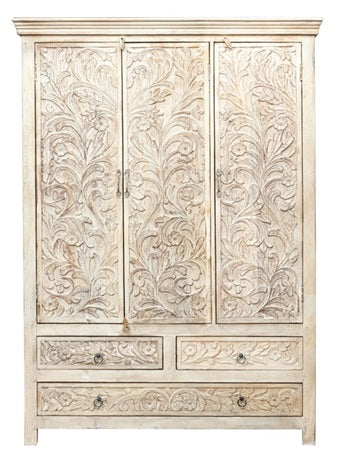 Daisy_Solid Indian Wood Hand Carved Cupboard_Height 190 cm