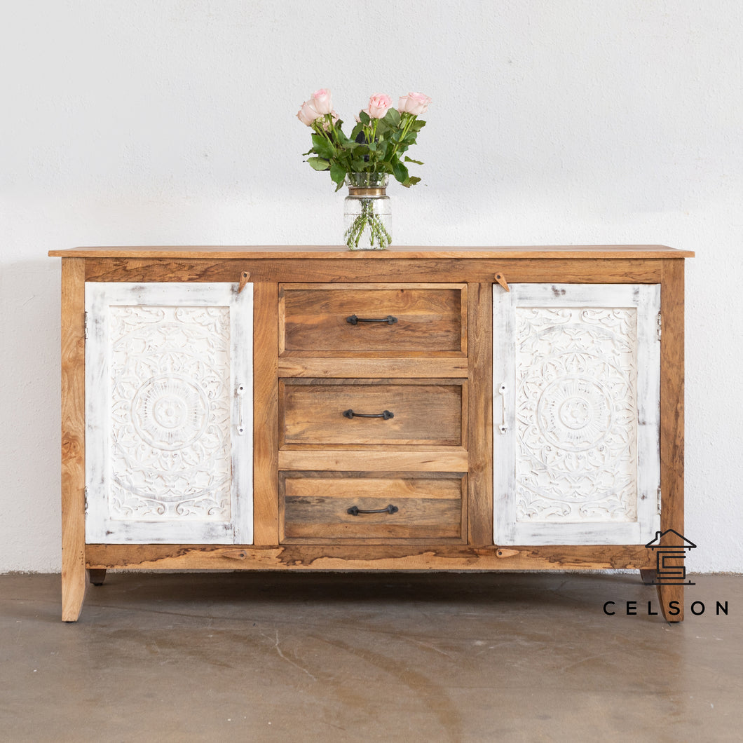 Rose_ Hand Carved Wooden Sideboard_Buffet