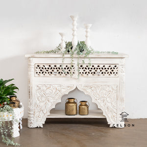 Penny_Solid Wood Console Table with 2 Drawers_Vanity Table_120 cm