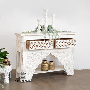 Penny_Solid Wood Console Table with 2 Drawers_Vanity Table_120 cm