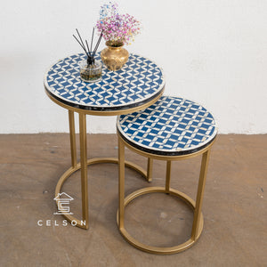 Hong_ Blue bone Inlay Nesting Side Table Set of 2