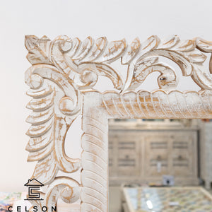 Ansh_Solid Indian Wood Hand Carved Mirror