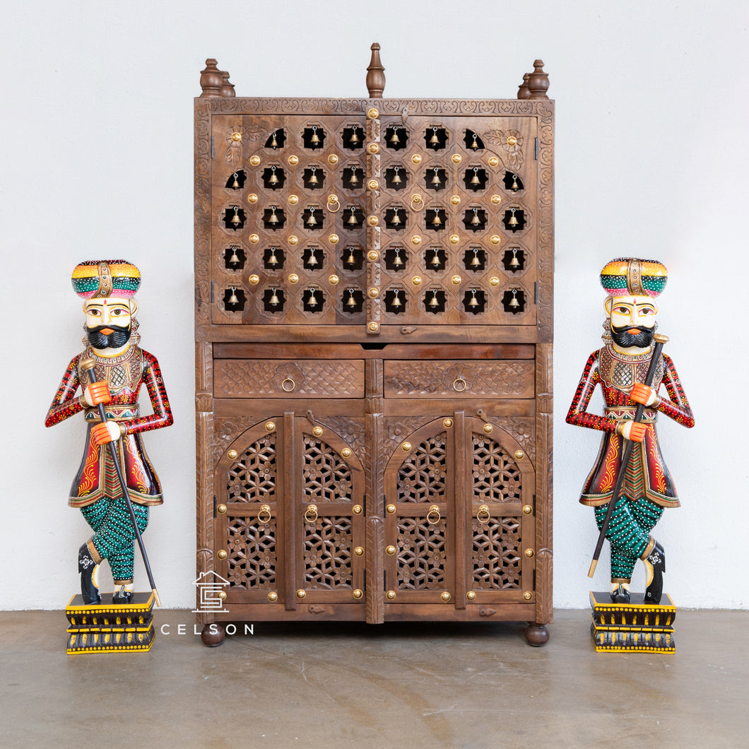 Hari _Hand Carved Wooden Altar_Wooden Mandir_Prayer Mandir_Altar_Brass Bell Altar