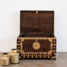 Load image into Gallery viewer, Joey _ Solid Wood Brass fitted Trunk_Storage Trunk_Bench_Pitara
