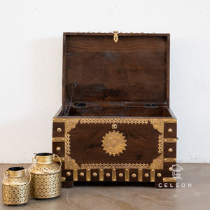 Joey _ Solid Wood Brass fitted Trunk_Storage Trunk_Bench_Pitara