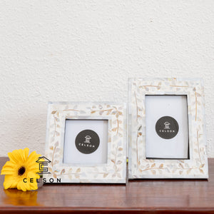 Leone_Floral Pattern Mother of Pearl Inlay Photo Frame