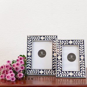 Mella_Floral Pattern Bone Inlay Photo Frame in Blue