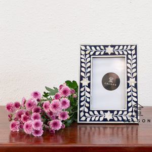 Mella_Floral Pattern Bone Inlay Photo Frame in Blue