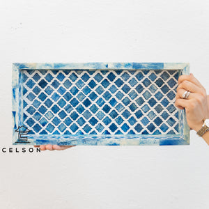 Liza_Bone Inlay Moroccan Pattern Tray in Blue