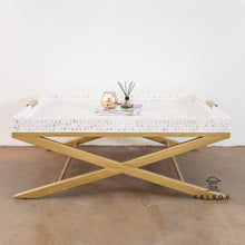 Load image into Gallery viewer, Evan_Tray MOP Inlay Coffee Table with Gold Base
