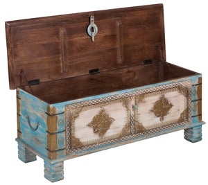 Evan_ Solid Wood Brass fitted Trunk_Storage Trunk_Bench