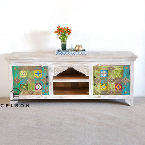 Stella Hand Carved Tile Media Cabinet_TV Console_TV Cabinet