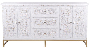 Maple_Mother of Pearl Inlay Sideboard with 3 Drawers 2 Doors