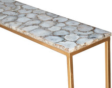 Load image into Gallery viewer, Kim_Agate Console Table with gold base
