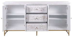 Maple_Mother of Pearl Inlay Sideboard with 3 Drawers 2 Doors