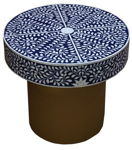 Theo_Round Hand Inlaid Coffee Table with metal Base