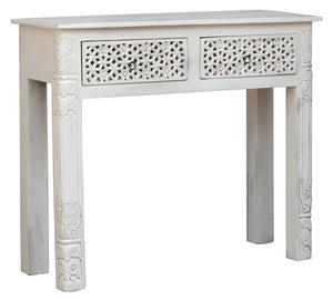 Rama_Solid Indian Wood Brass inlaid console table_Vanity Table_110 cm