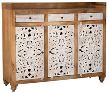 Load image into Gallery viewer, Polar_Hand Carved Solid Indian Wood Shoe Cabinet

