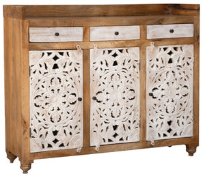 Polar_Hand Carved Solid Indian Wood Shoe Cabinet
