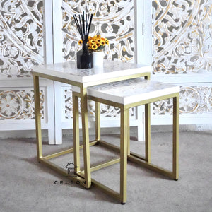 Laura _ Mother Of Pearl  Inlay Nesting Tables Set of 2