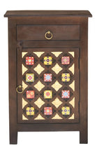 Load image into Gallery viewer, Heera Hand Carved Multi Color tIle Bed Side Table with 1 Door and 1 Drawer
