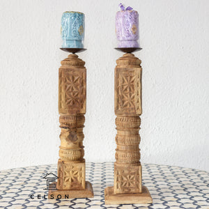 Radhika_Rustic Wooden Candle Holder Set of 2