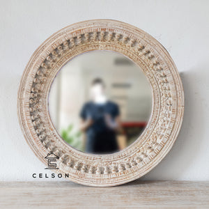 Becca_Indian Round Spindle Mirror Frame_90 Dia cm