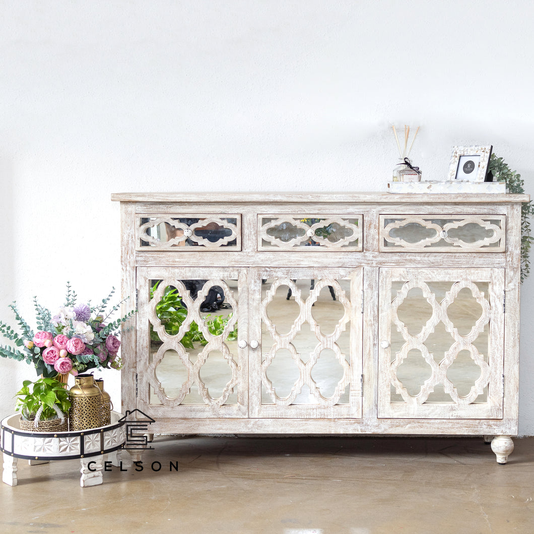 Lee _Hand Carved Solid Indian Wood Sideboard_Buffet_Dresser_140cms