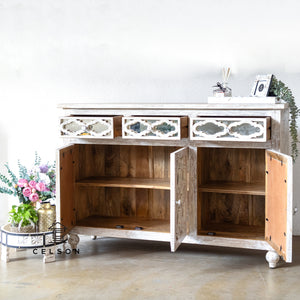 Lee _Hand Carved Solid Indian Wood Sideboard_Buffet_Dresser_140cms