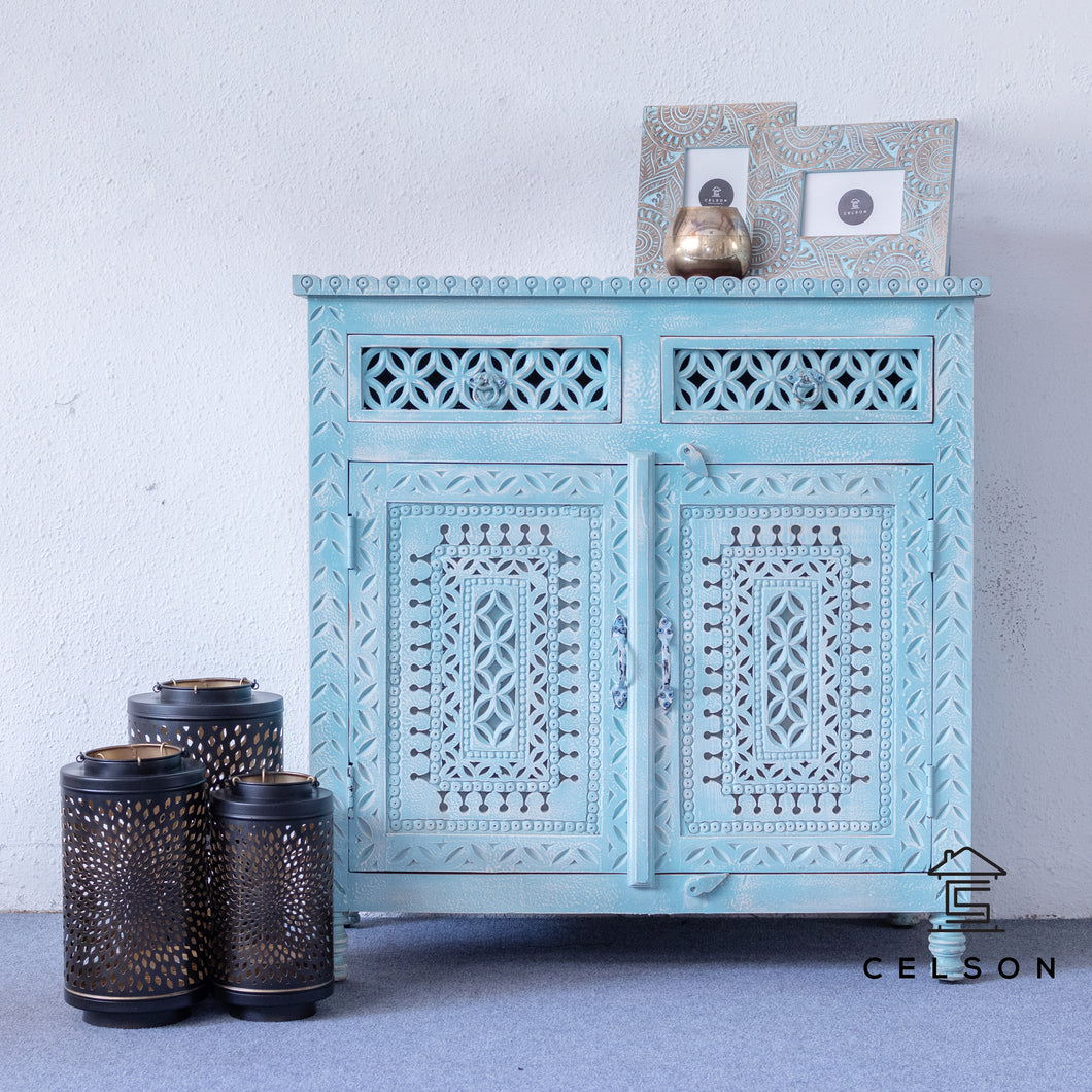 Adjoa_Hand Carved Wooden Chest_Cupbord_ Sideboard_Cabinet_ 90 cm Length