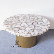 Load image into Gallery viewer, Joely_Round Agate Table with brass Base
