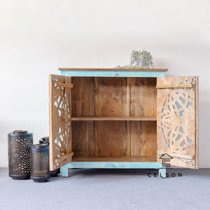 Luke_Hand Carved Wooden Chest_Cupbord_ Sideboard_Cabinet_ 90 cm Length