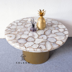 Joely_Round Agate Table with brass Base