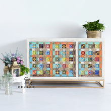 Load image into Gallery viewer, Rojen_White Washed _Multi Color Tile_ Cabinet_Chest of Drawer_140 cm
