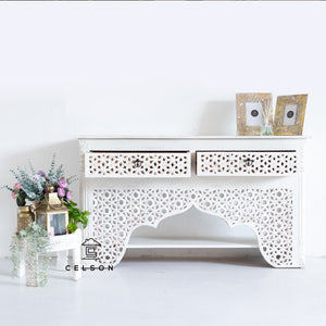 Penny_Solid Wood Console Table with 2 Drawers_Vanity Table
