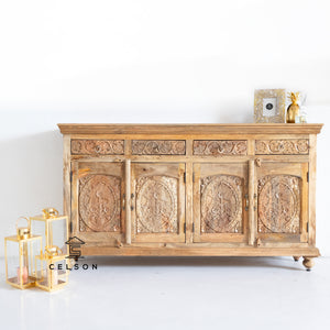 Isha_ Hand Carved Wooden Sideboard_Wooden Buffet