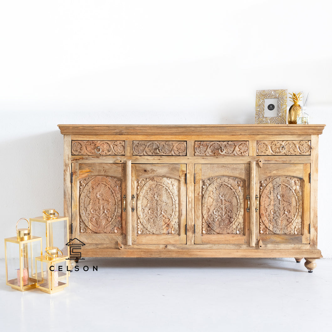 Isha_ Hand Carved Wooden Sideboard_Wooden Buffet