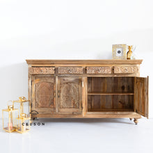 Load image into Gallery viewer, Isha_ Hand Carved Wooden Sideboard_Wooden Buffet
