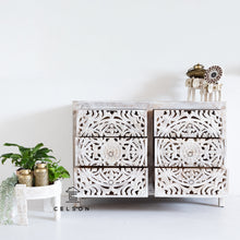 Load image into Gallery viewer, Elyana_Hand Carved Indian Wood 6 Drawers Chest_Dresser_ 130 cm Length
