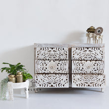 Load image into Gallery viewer, Elyana_Hand Carved Indian Wood 6 Drawers Chest_Dresser_ 130 cm Length
