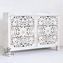 Load image into Gallery viewer, Elyana_Hand Carved Indian Wood 6 Drawers Chest_Dresser_ 130 cm Length
