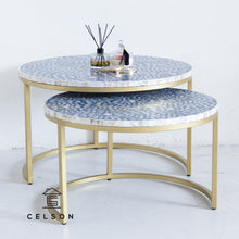 Load image into Gallery viewer, Nia_MOP Inlay Coffee Table with Gold Base_78 Dia cm
