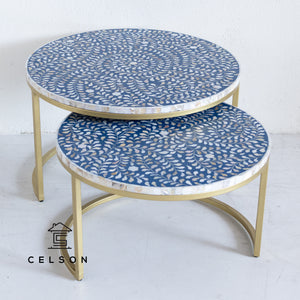 Nia_MOP Inlay Coffee Table with Gold Base_78 Dia cm